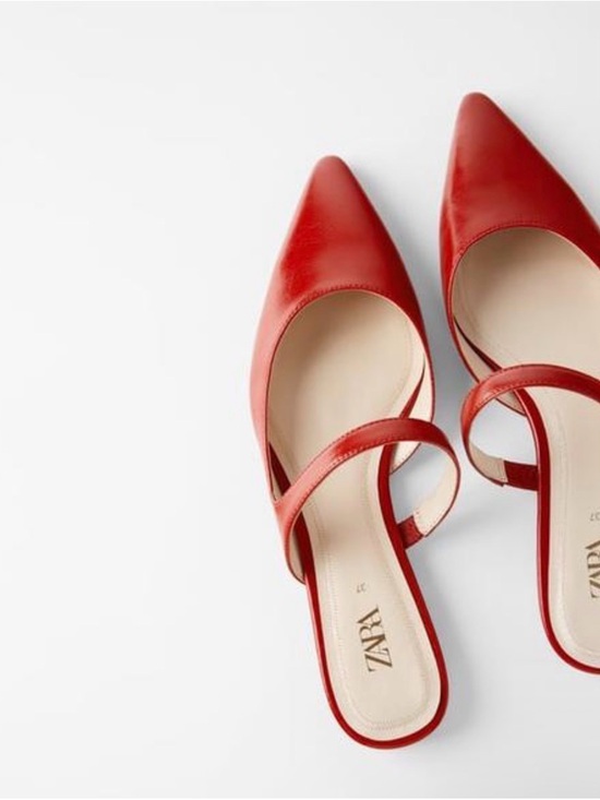 Zara Shoes - Zara Red Pointed Mary Jane Mules with Strap